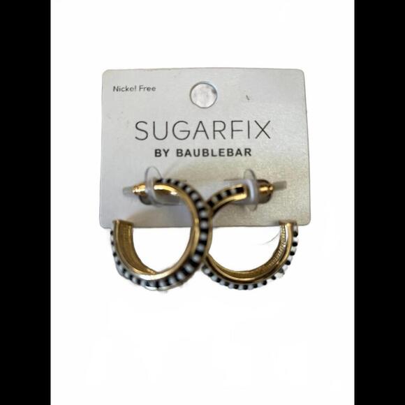 BaubleBar Jewelry - NWT SUGARFIX by BaubleBar Gold and Black Hoop Earrings